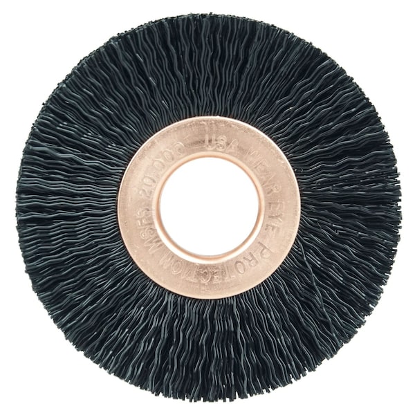 Weiler 2" Dia Nylon Wheel Brush, .014" Crimped Black Nylon Fill, 1/2" 17233 - main